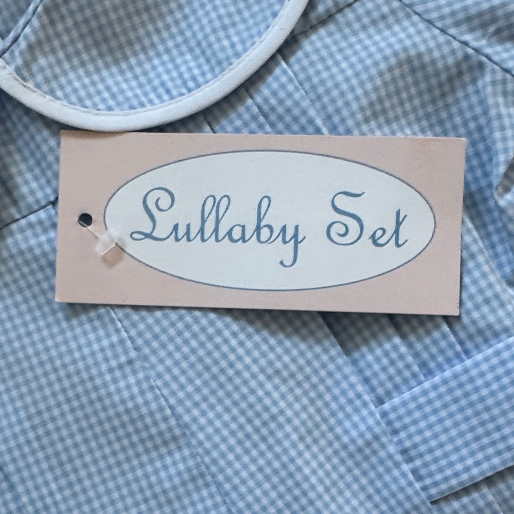 Lullaby Set New With Tags Light Blue Gingham Baby Romper with Peter Pan Collar - Picture 2 of 14